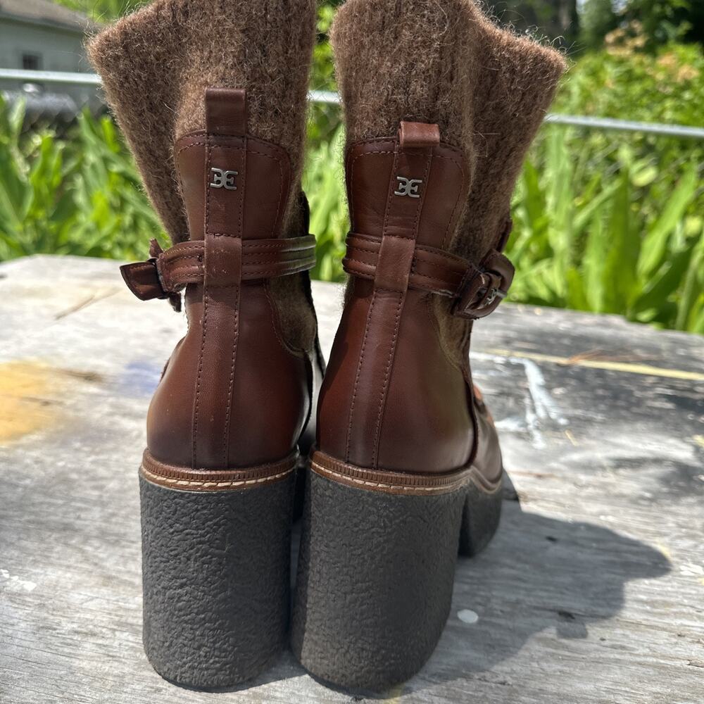 SAM EDELMAN Women’s Brown Sweater Cuffs 2" Platform Sidney Shoes Size 10 - 960 - Picture 3 of 13